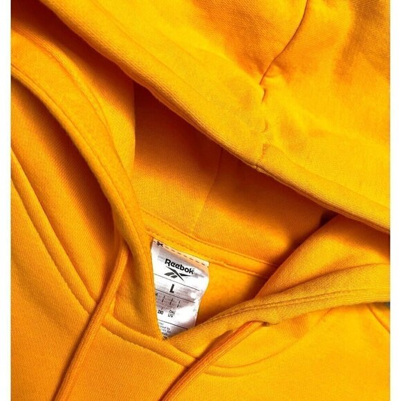 Reebok Logo Designer Bright Yellow Hoodie Sweatshirt Mens Large - Picture 3 of 3